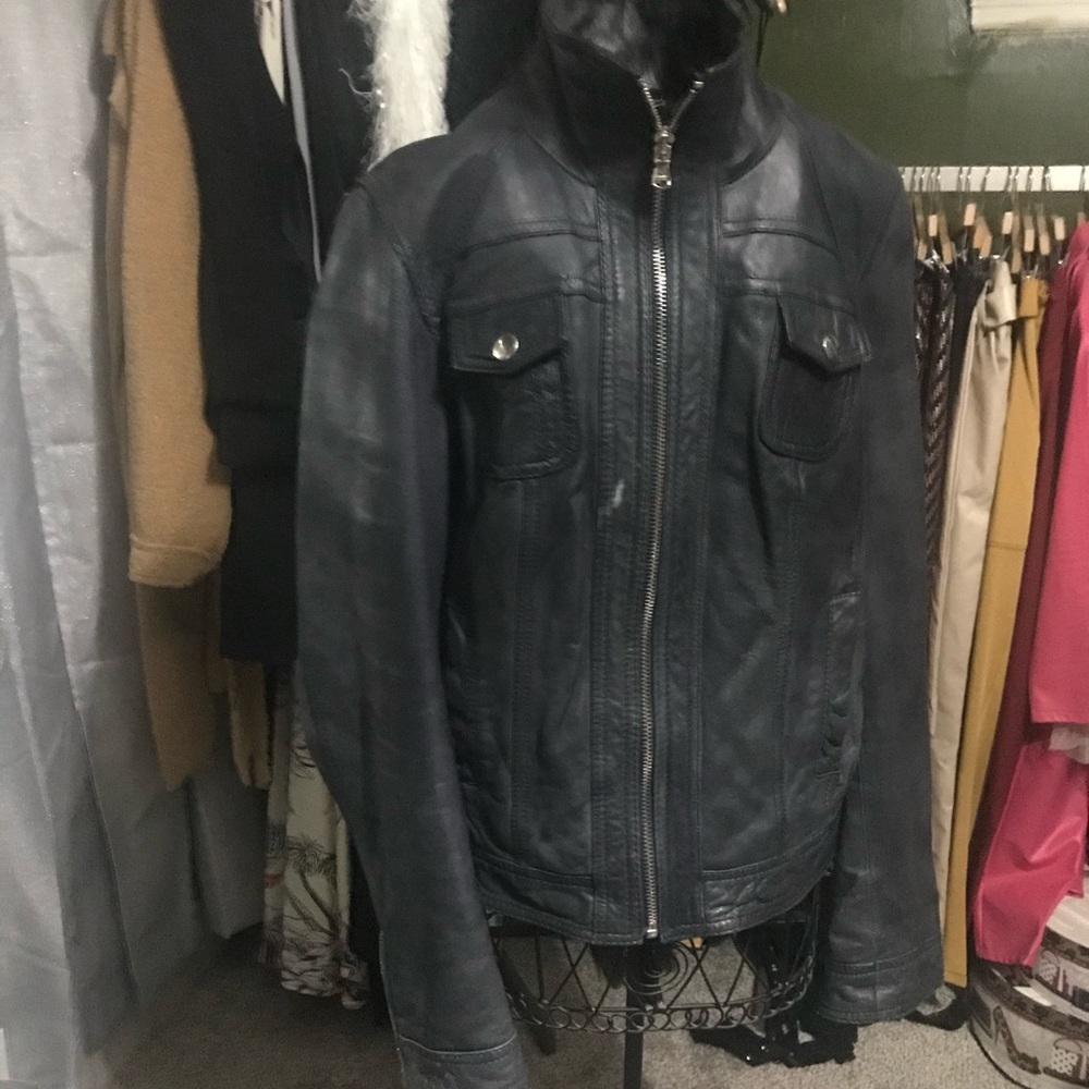 Blue Leather Jacket
